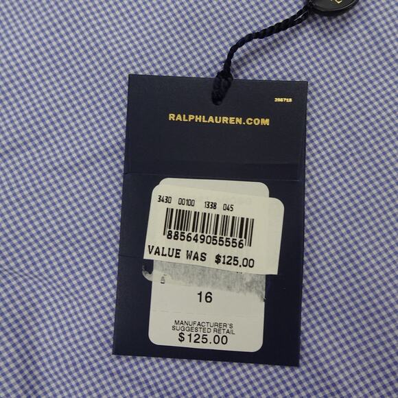 Polo Ralph Lauren Button Up Shirt‎ Mens 16 40 41 Blue White Regent Fit Dress K - Picture 8 of 13